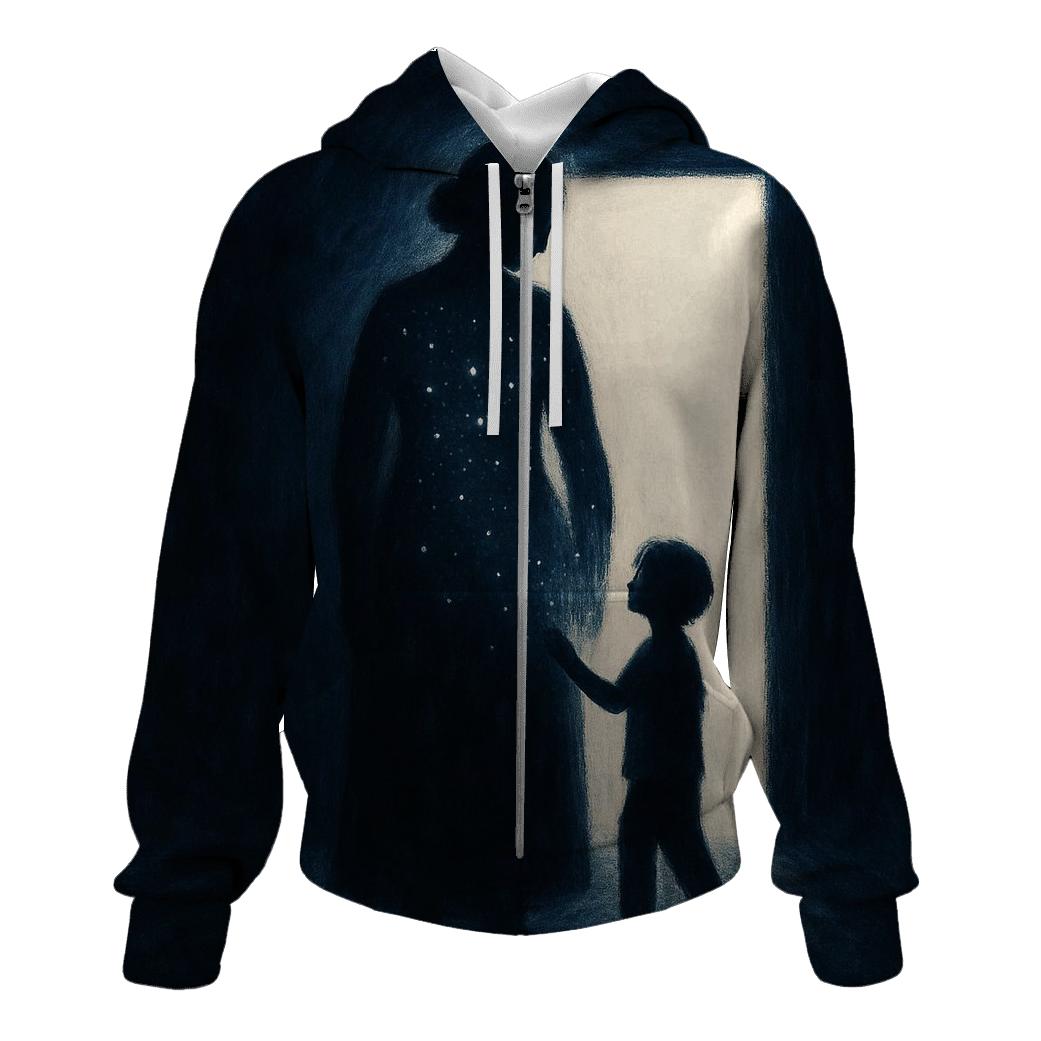 The Doorway She Became When Fear Had No Exit printed hoodies