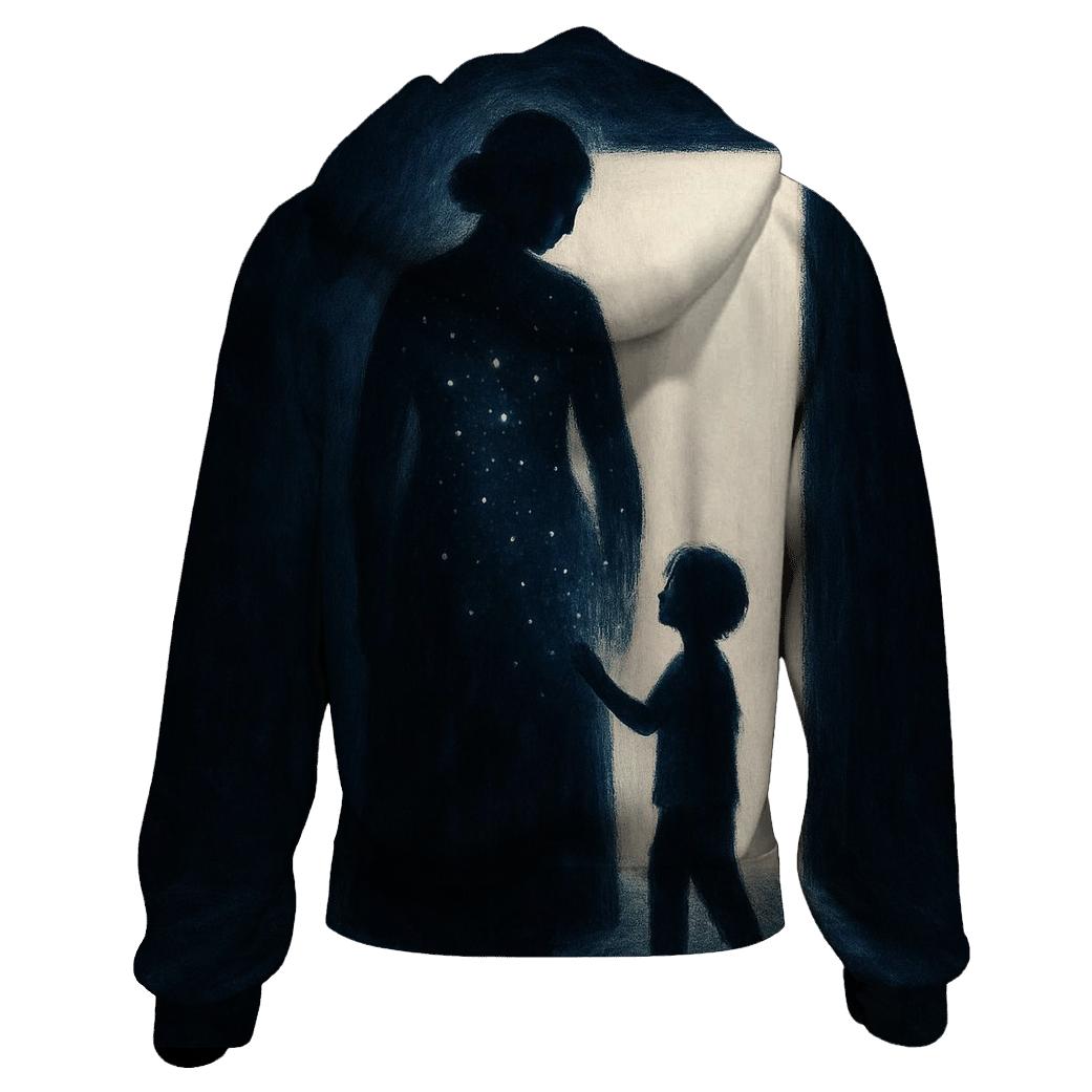 The Doorway She Became When Fear Had No Exit printed hoodies