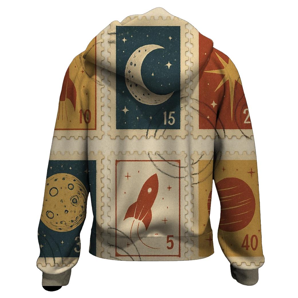 Vintage Space Postage Stamp Set heavyweight hoodies