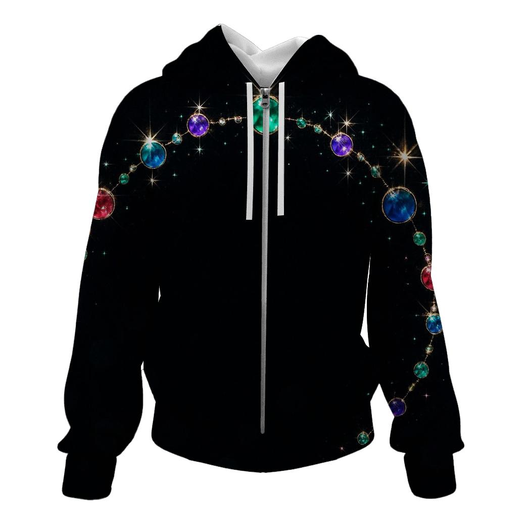 Jewel Constellation Crown zip-up hoodies