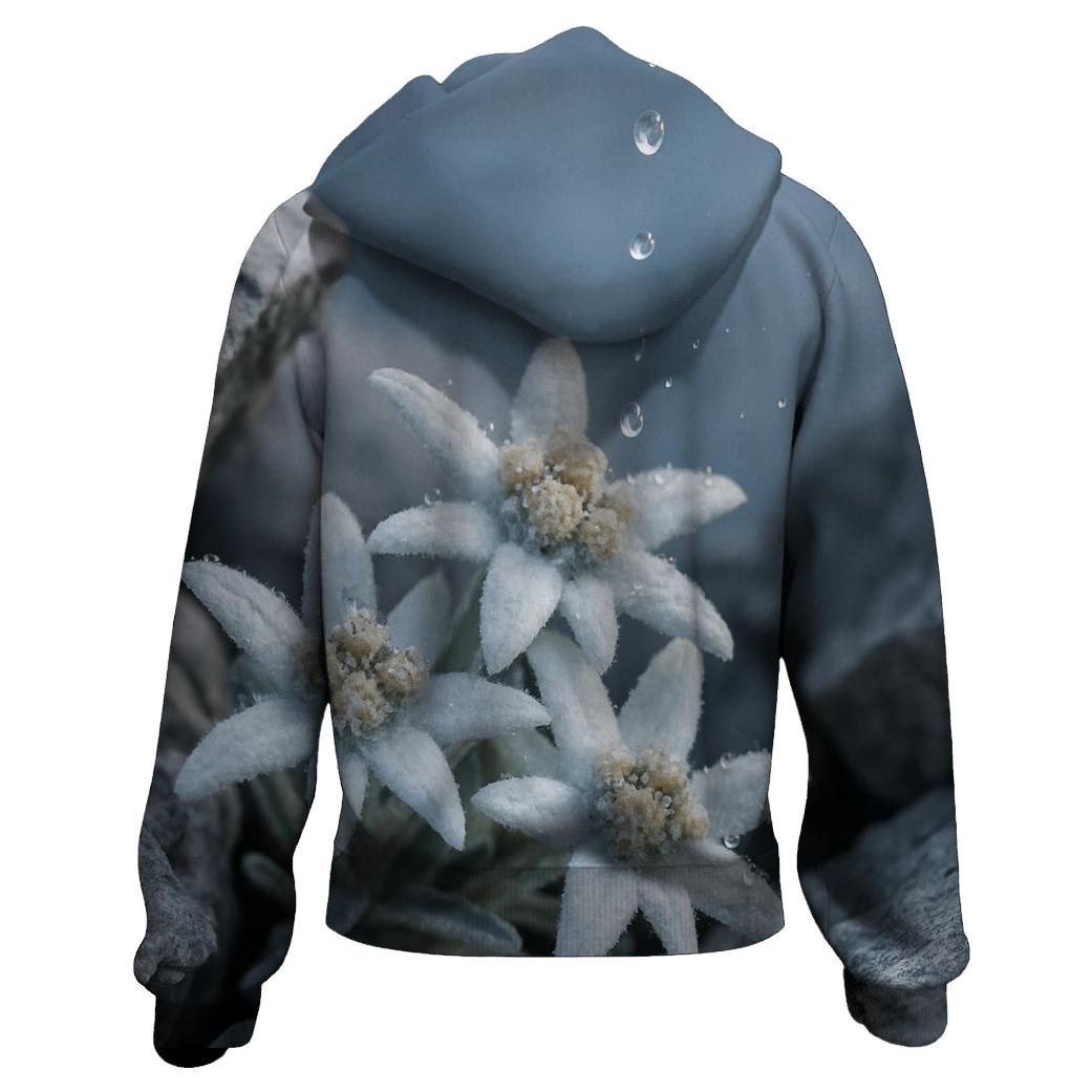 Edelweiss Cluster Under A Glacier Melt Drip custom hoodies
