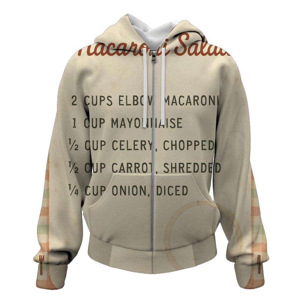 Retro 1970s Kitchen Recipe Card With Ginghams zip-up hoodies