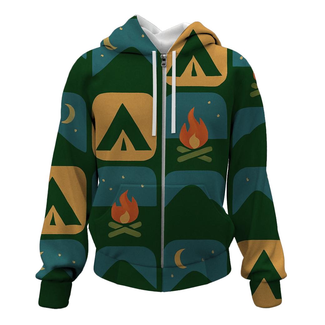 Campfire Patchwork Mountain Shapes zip-up hoodies