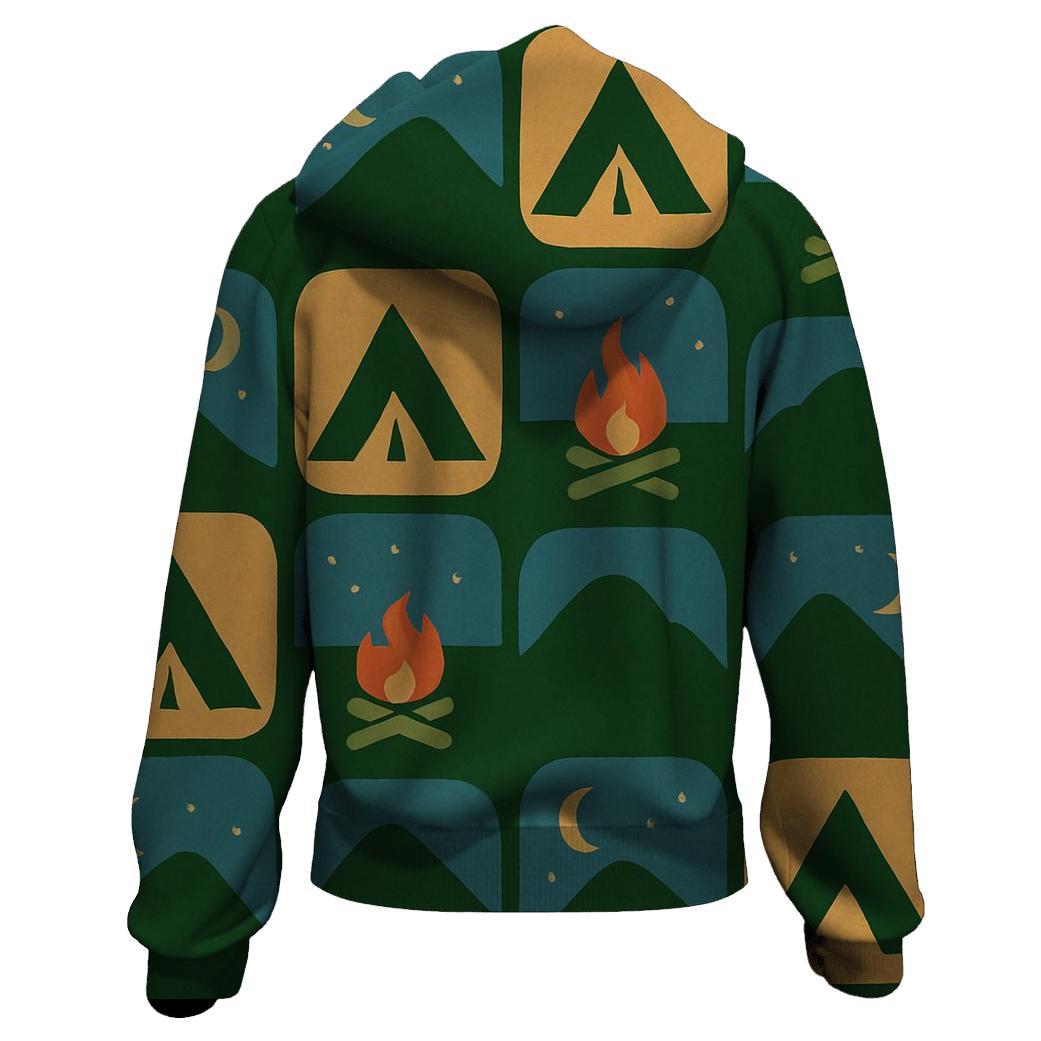 Campfire Patchwork Mountain Shapes zip-up hoodies
