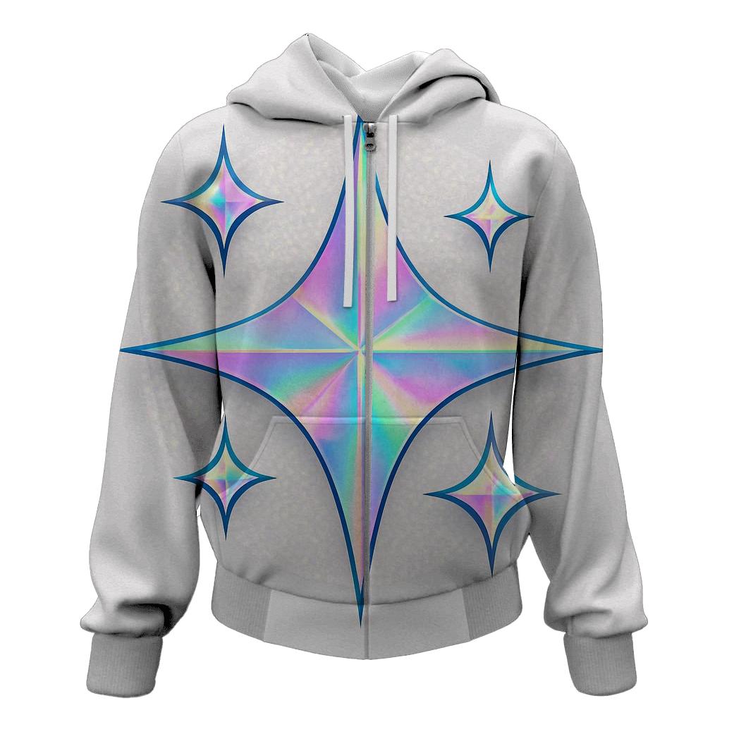 Holographic Starburst Emblem zip-up hoodies