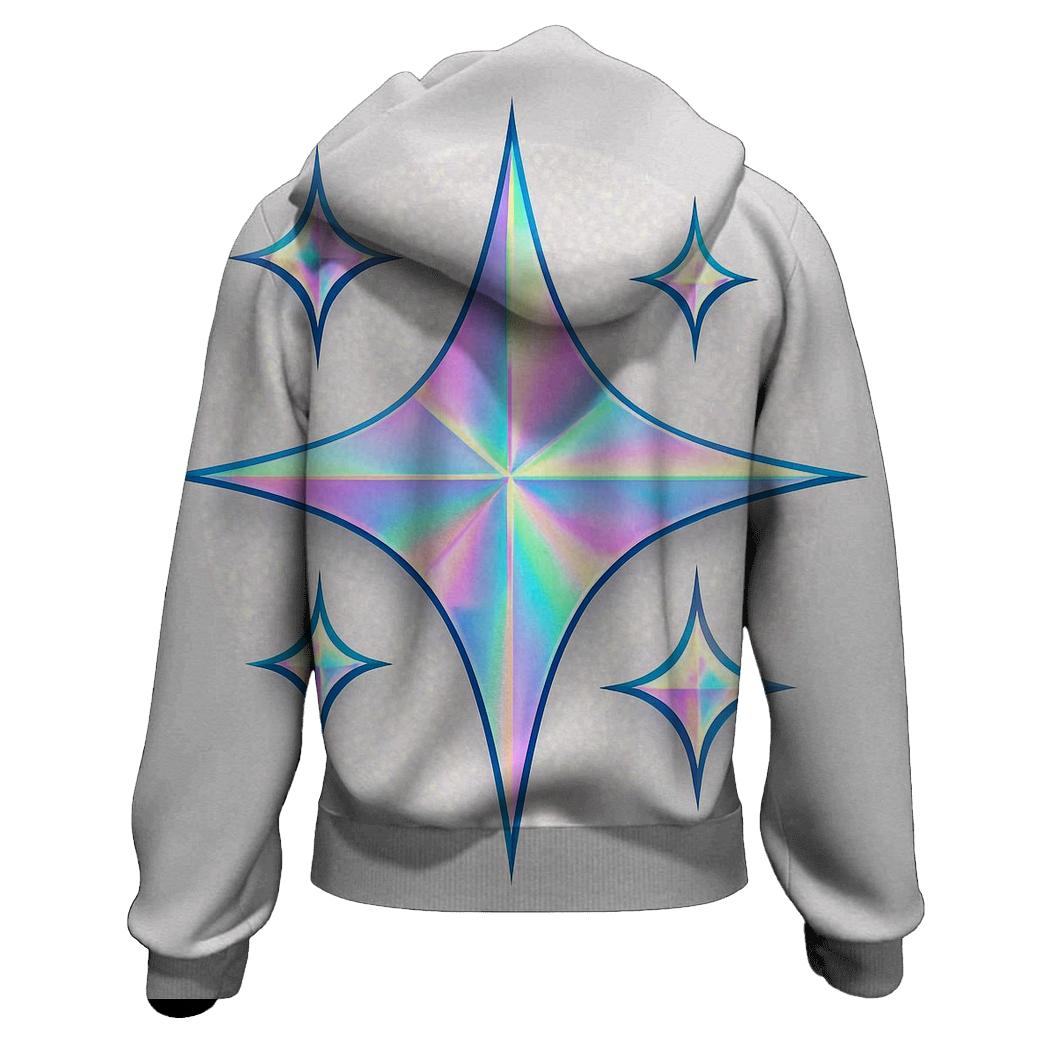 Holographic Starburst Emblem zip-up hoodies