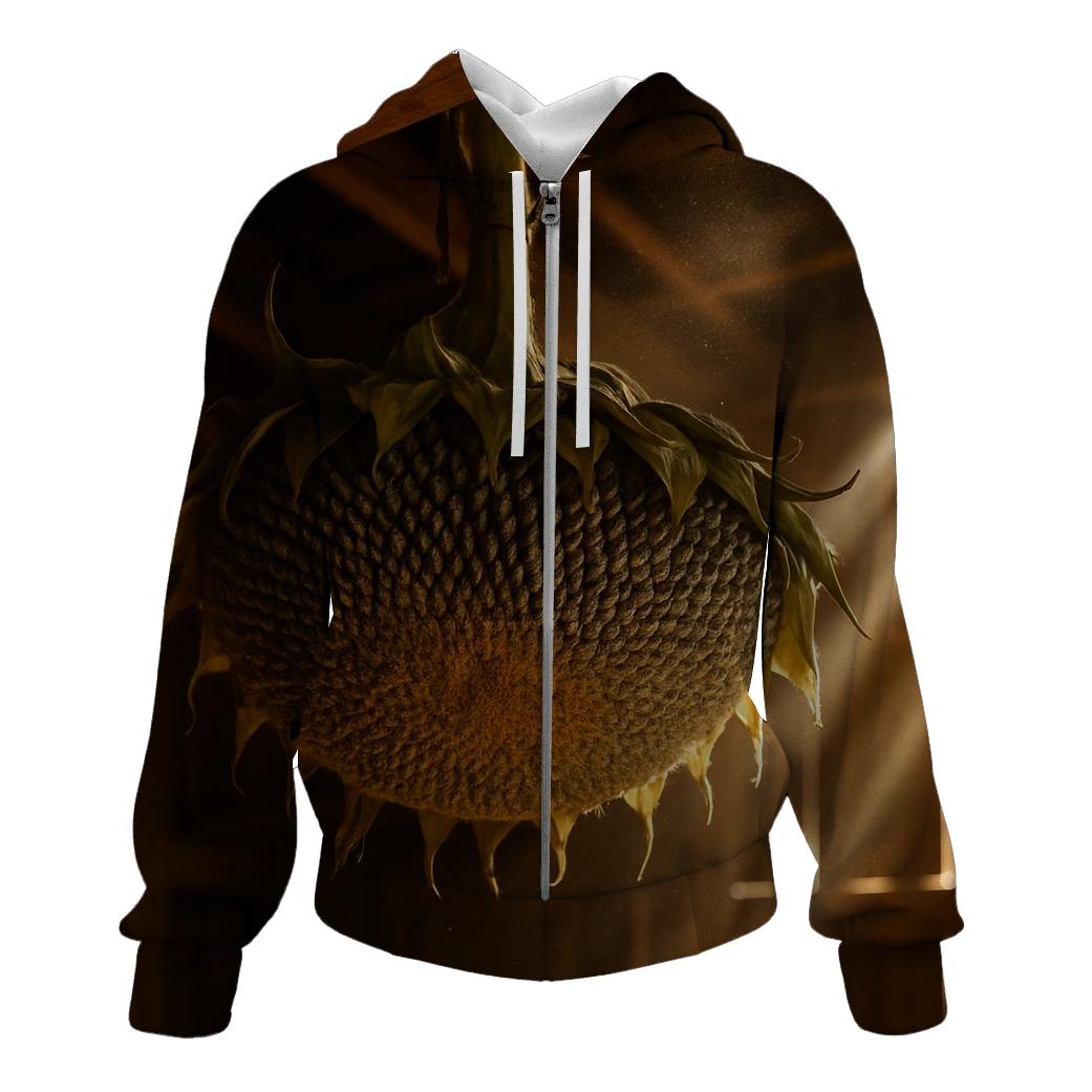 Sunflower Head With Pollinator Traces In A Drying Barn lightweight hoodies