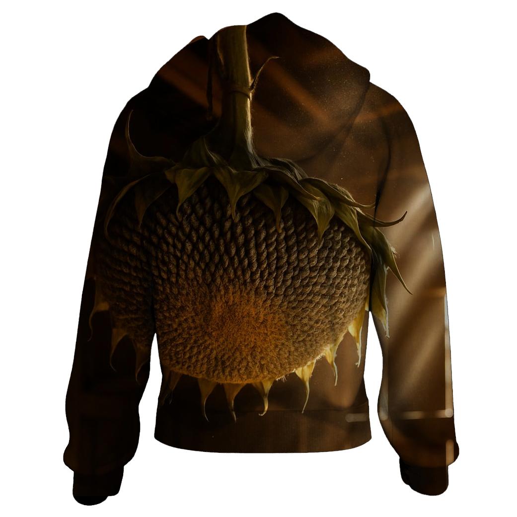 Sunflower Head With Pollinator Traces In A Drying Barn lightweight hoodies