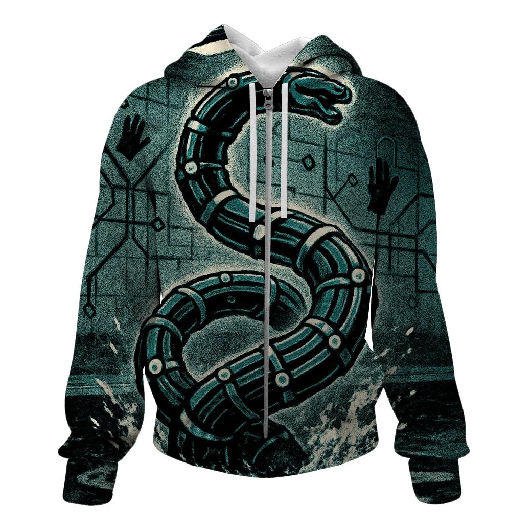 Midnight Subway Sea Serpent printed hoodies