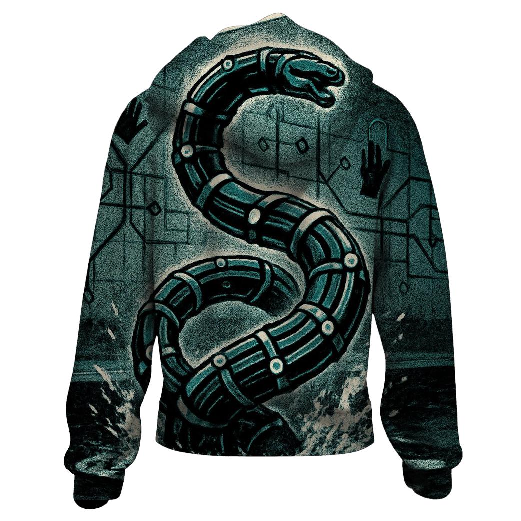 Midnight Subway Sea Serpent printed hoodies