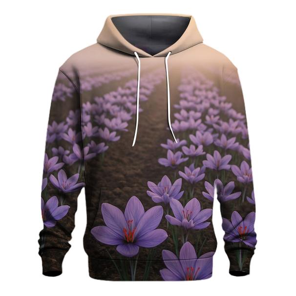 Saffron Crocus Harvest Rows At First Light premium hoodies