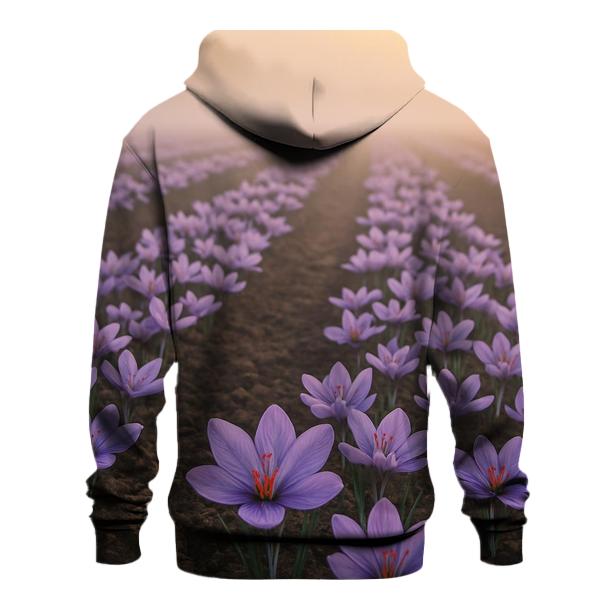 Saffron Crocus Harvest Rows At First Light premium hoodies