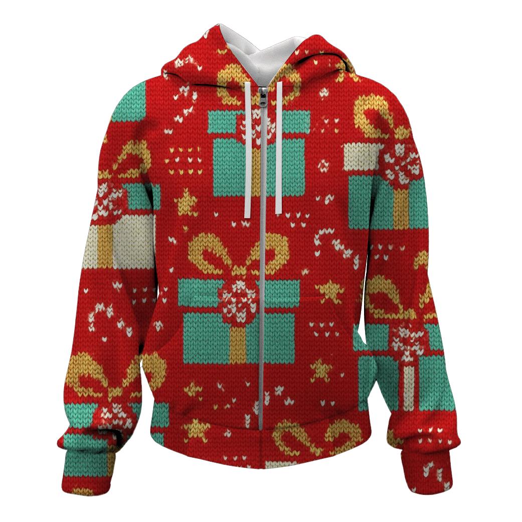 Peppermint Present Stack Scatter Design lightweight hoodies