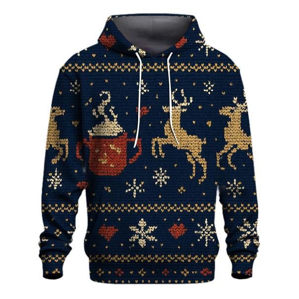 Reindeer Cocoa Mug Fair Isle Design lightweight hoodies