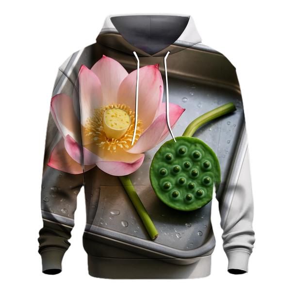 Lotus Seedpod And Bloom In A Botanical Research Tray pullover hoodies