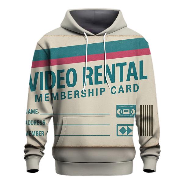 Vintage 1990s Video Store Membership Card Layout premium hoodies