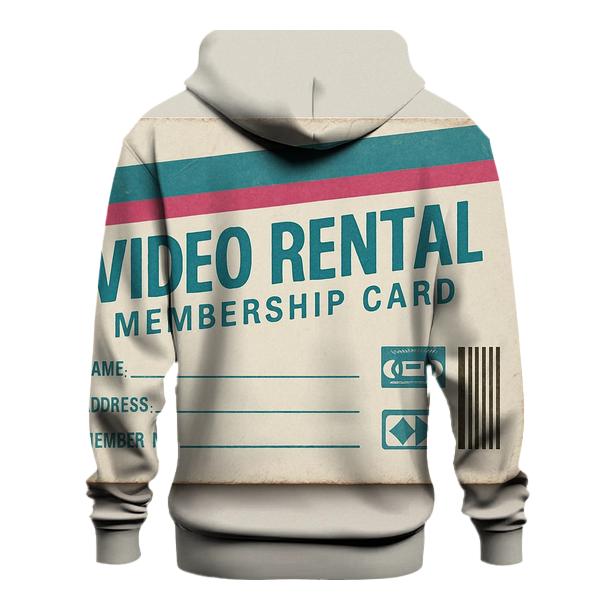 Vintage 1990s Video Store Membership Card Layout premium hoodies