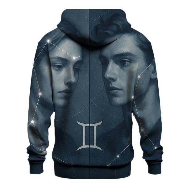 Gemini Twin Portrait Constellation Overlay hoodies fashion