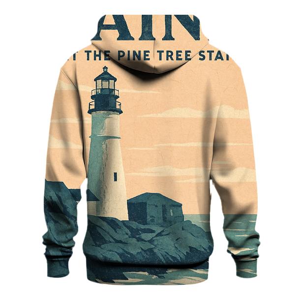 Cracked Paint 1940s Coastal Lighthouse Travel Print heavyweight hoodies