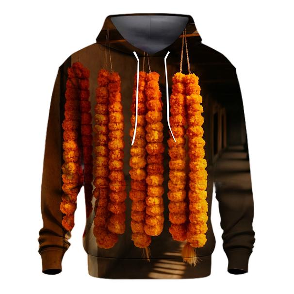 Marigold Garland Drying In A Market Corridor hoodie designs