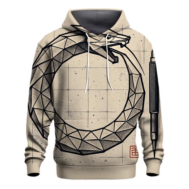 Origami Paper Ouroboros Study Crest printed hoodies
