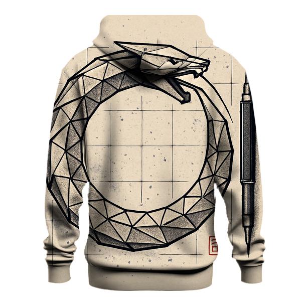 Origami Paper Ouroboros Study Crest printed hoodies