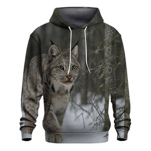 Lichen Drift Lynx In Boreal Snow embroidered hoodies