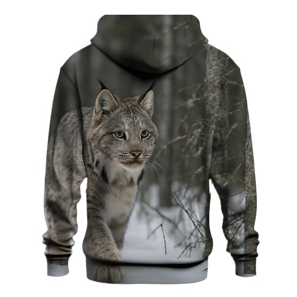 Lichen Drift Lynx In Boreal Snow embroidered hoodies