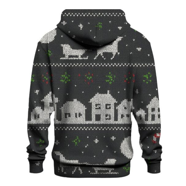 Sleigh Skyline Night Panel Design heavyweight hoodies