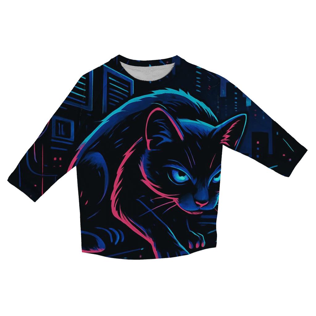 Neon Alley Circuit Cat trendy 3/4 sleeve tops