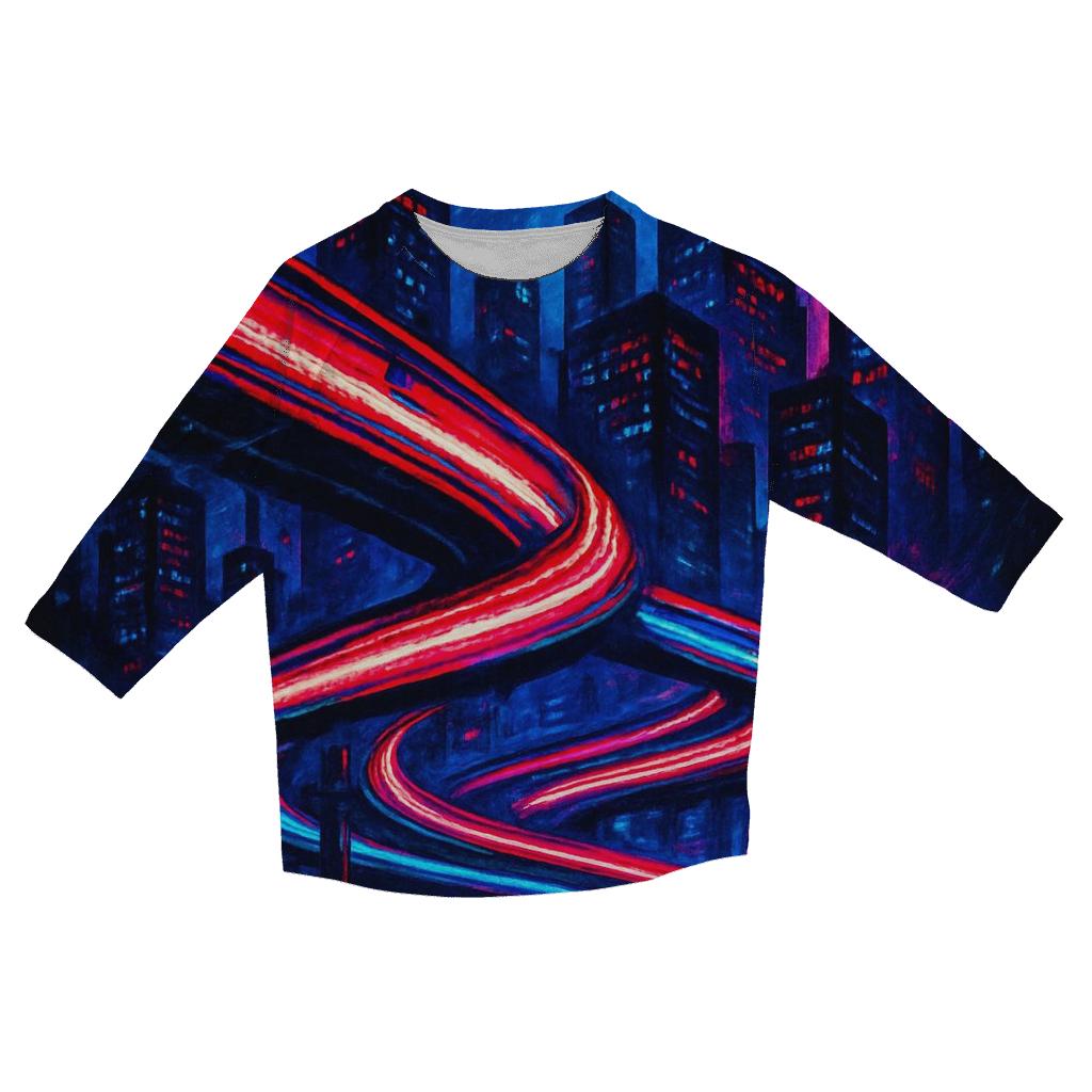 Neon Skyline Stripes designer 3/4 sleeve blouses