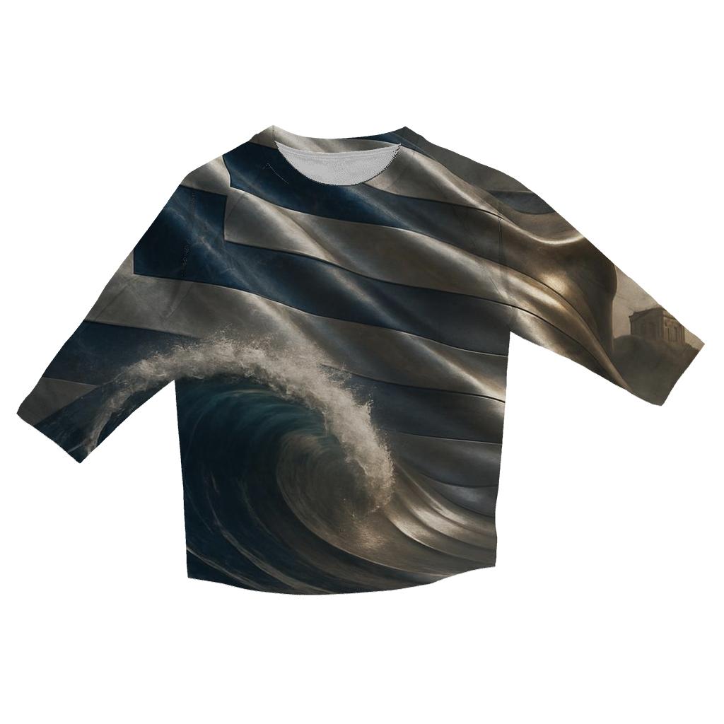 Greece Marble Sea Mosaic printed three quarter sleeve shirts