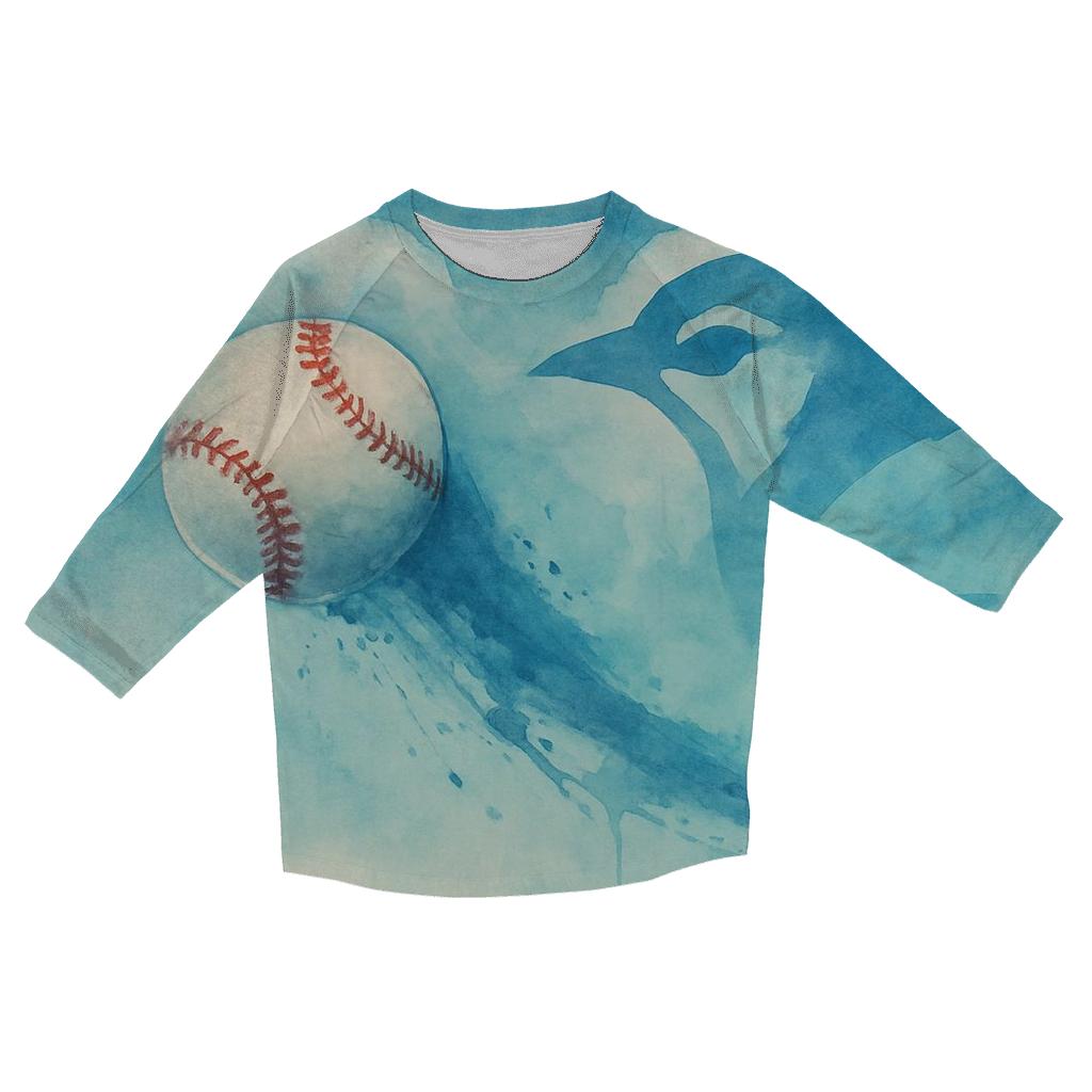 Sky Curveball In Blue Jays Style fashion 3/4 sleeve shirts