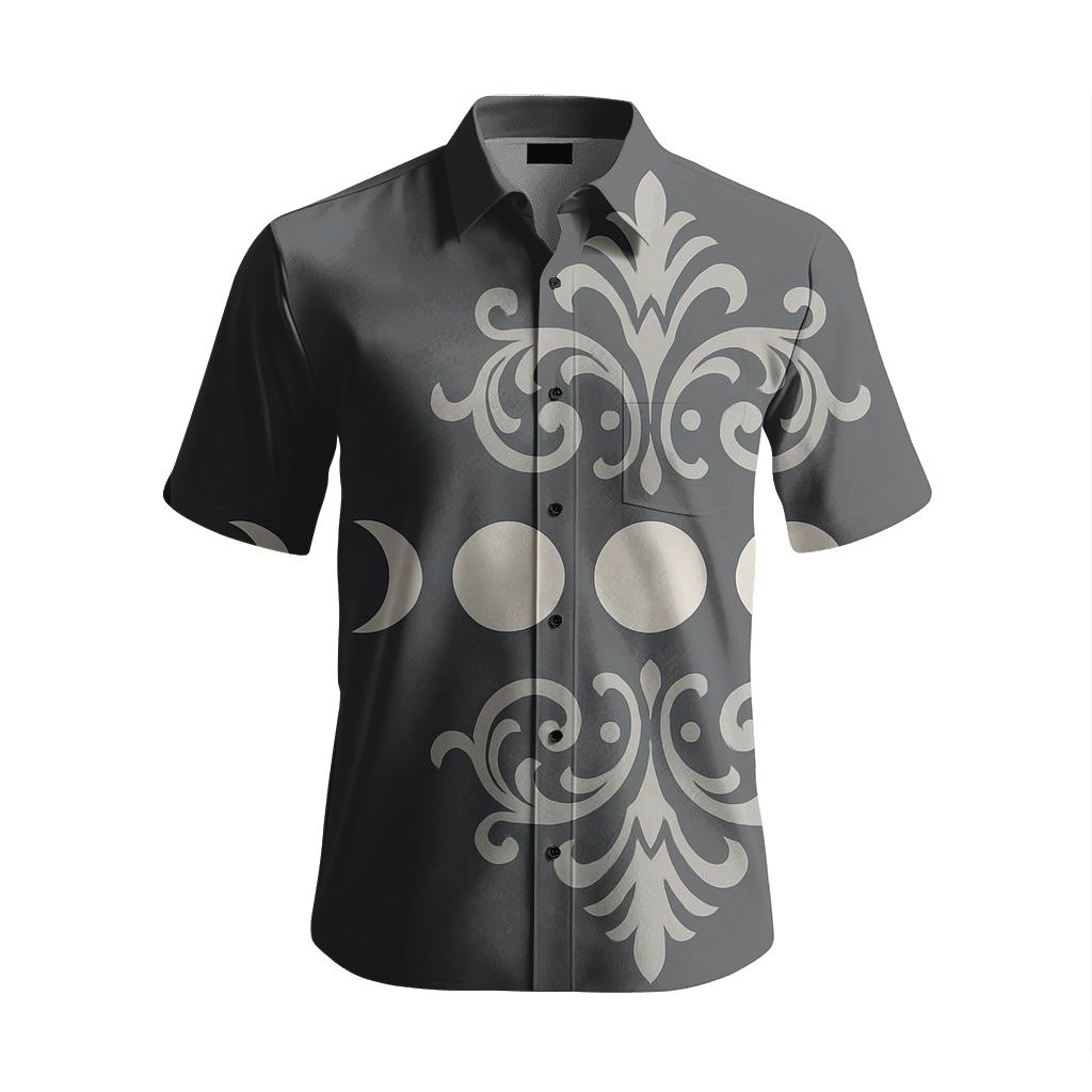 Lunar Phase Border Damask stylish threadwork shirts