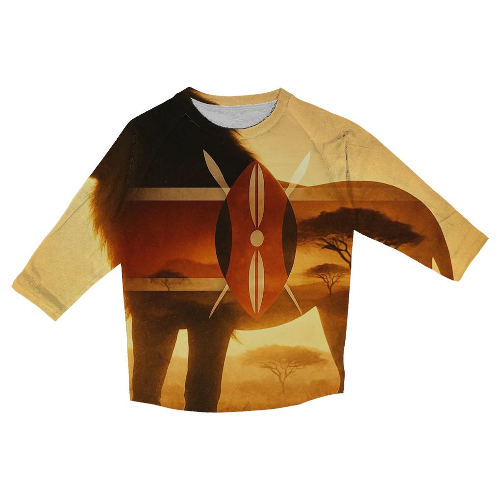 Kenya Savannah Double Exposure Roar custom 3/4 sleeve shirts