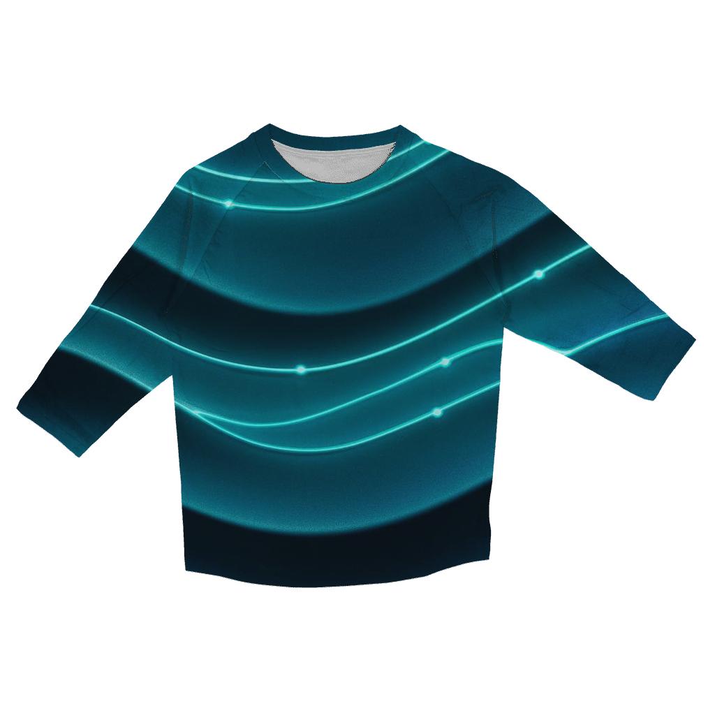 Teal Velvet Wave Circuit printed three quarter sleeve shirts