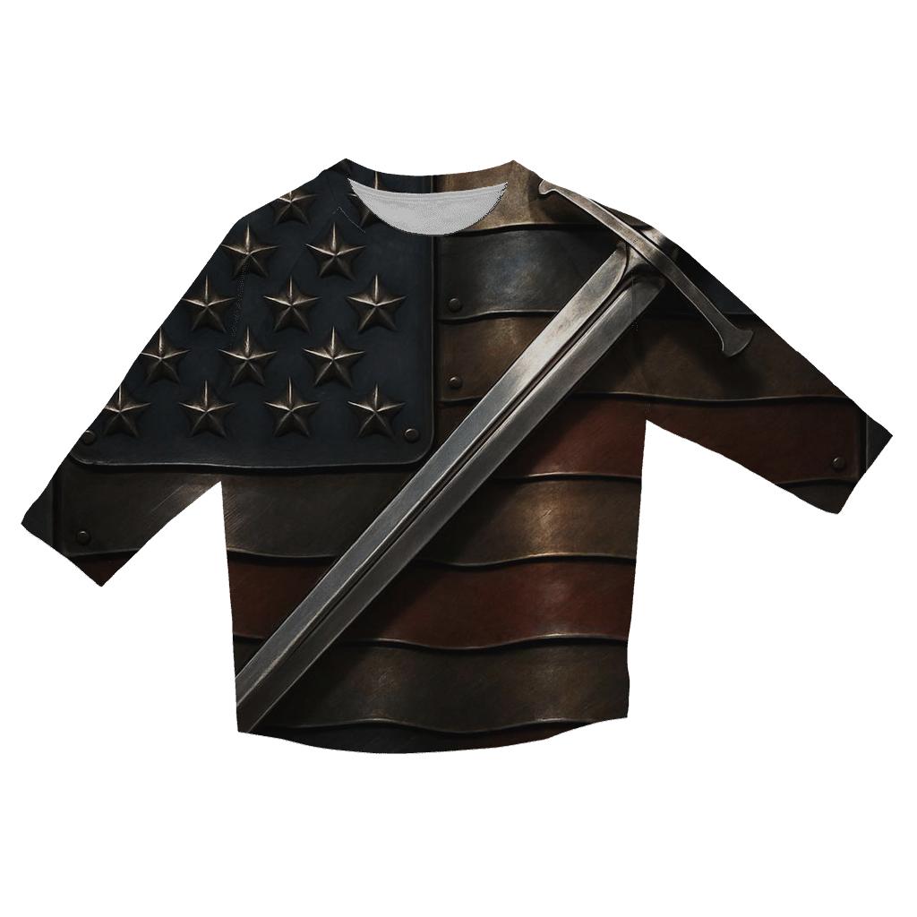 Metal Forged Flag With Service Emblems personalized 3/4 sleeve tees
