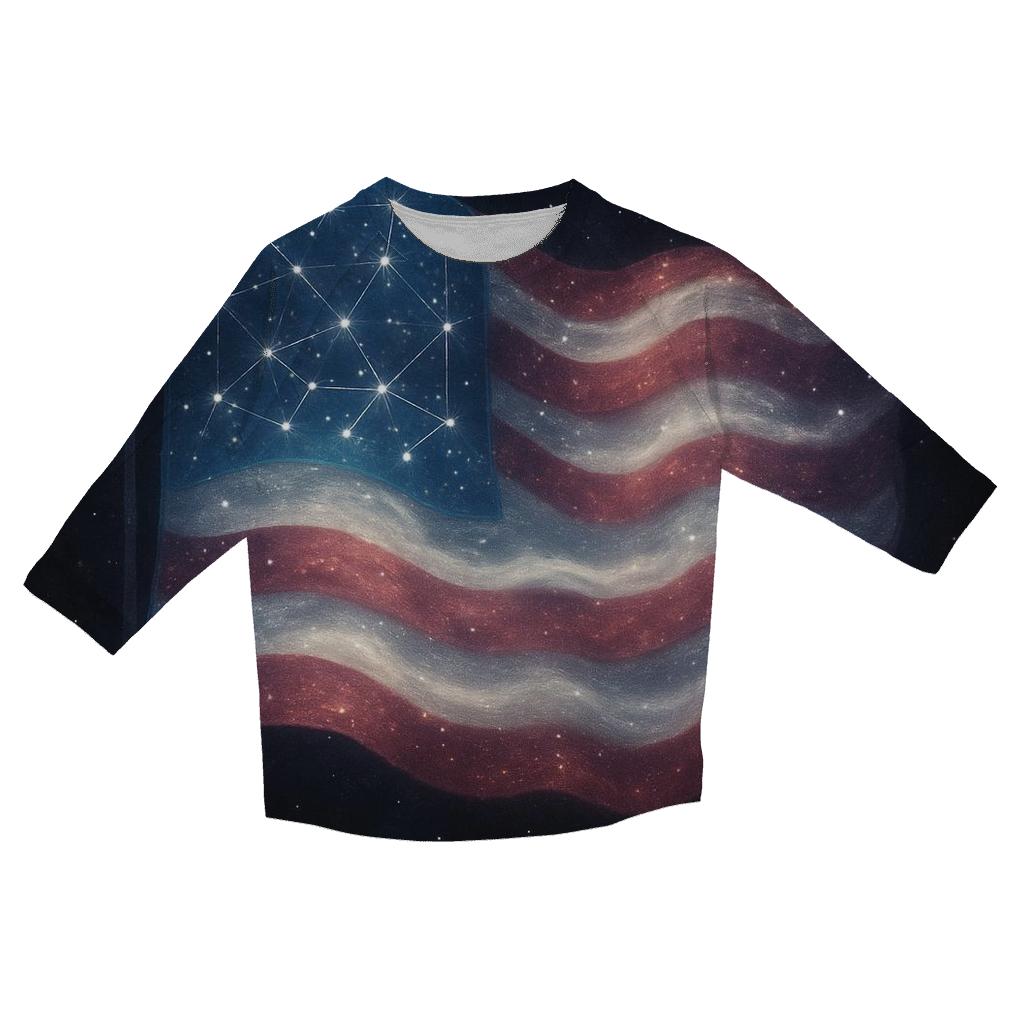 Starlit Flag Constellation Weave trendy 3/4 sleeve tops