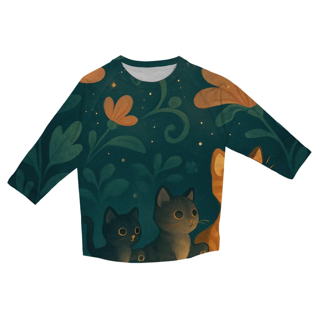 Lantern Garden Cat Parade casual three quarter sleeve shirts