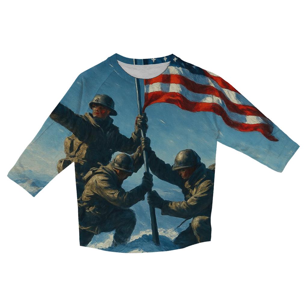 Mountain Summit Pledge With Ice Blue Shadows personalized 3/4 sleeve tees