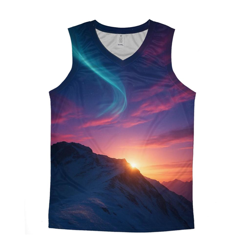 Aurora Sunset Over Snow Ridge sports performance tank tops