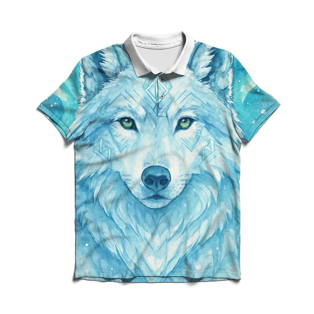 Aurora Runic Wolf Sentinel designer slim fit polos