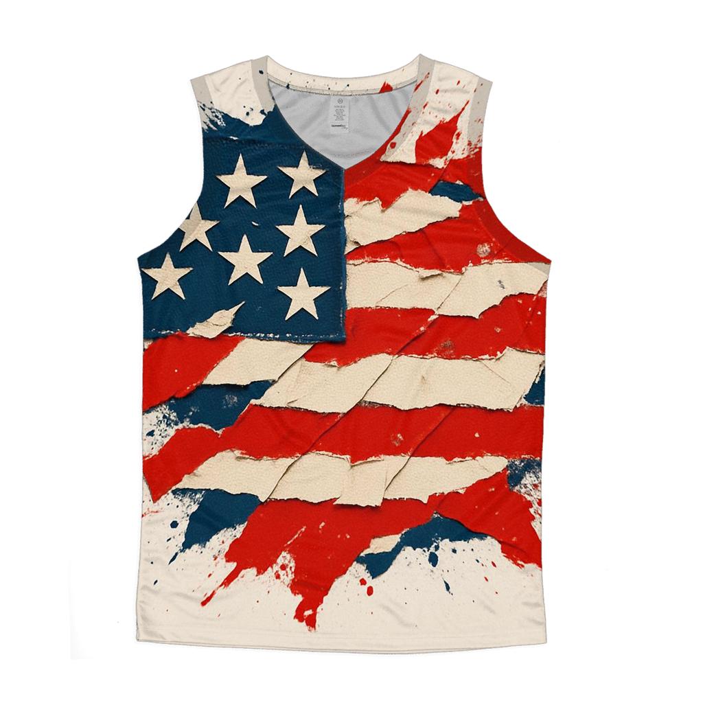 Abstract Patchwork Patriot Collage personalized athletic tanks