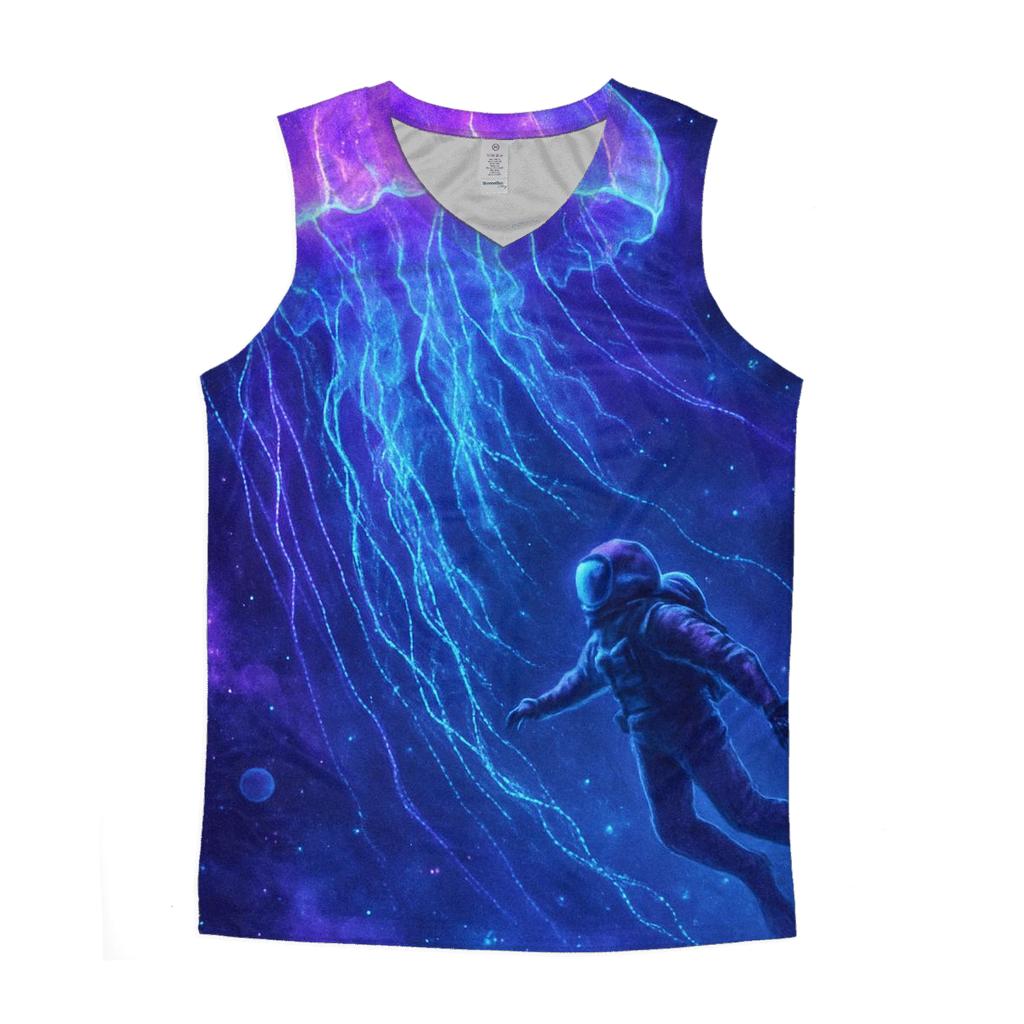 Neon Jellyfish Nebula Drift personalized athletic tanks