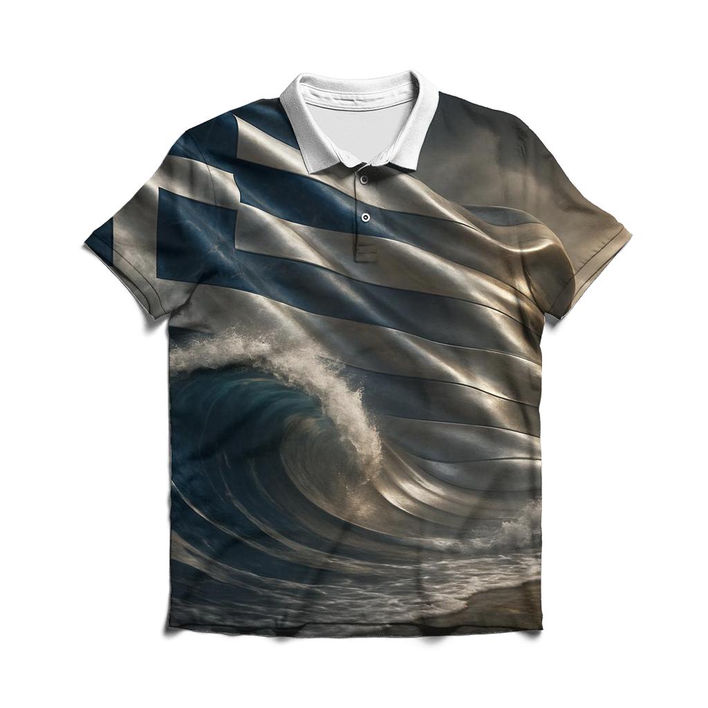 Greece Marble Sea Mosaic casual sports polo shirts