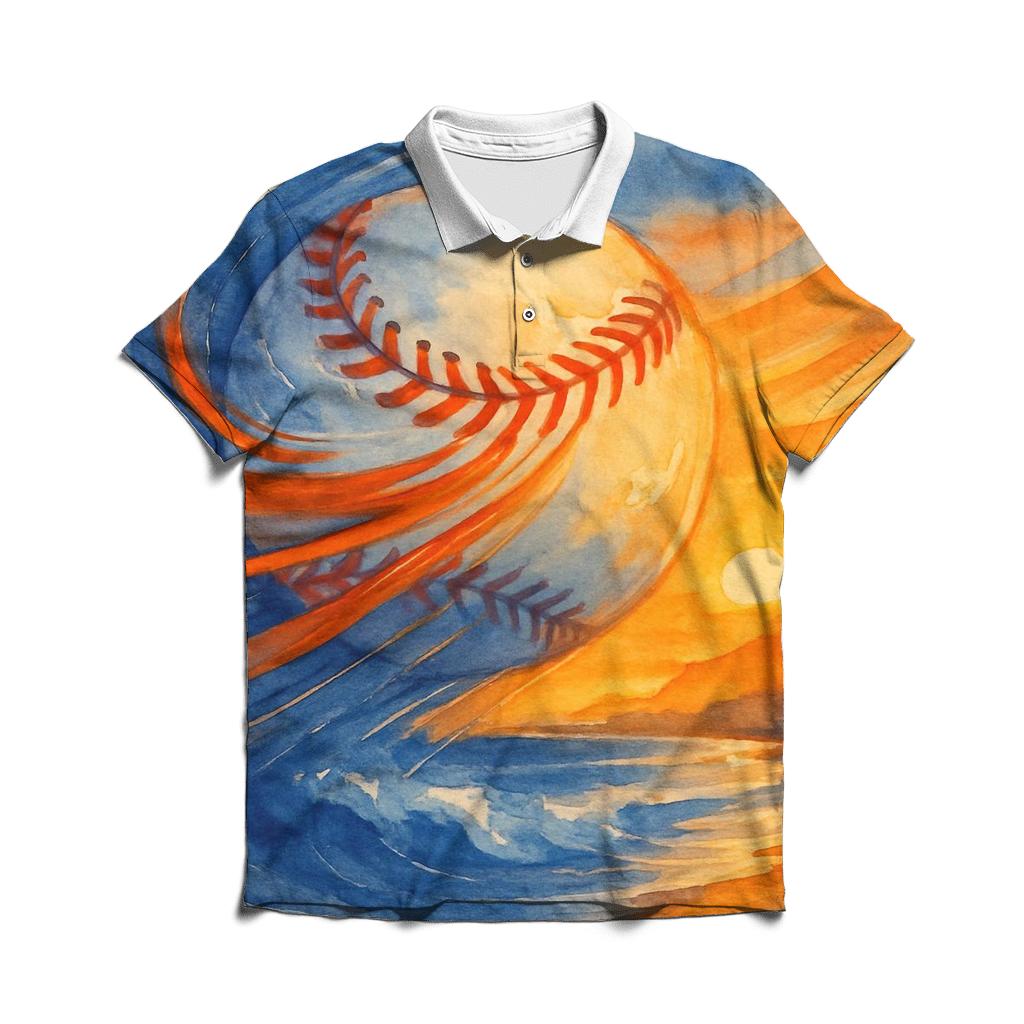 Sunset Seamstorm Over The Coastline designer slim fit polos