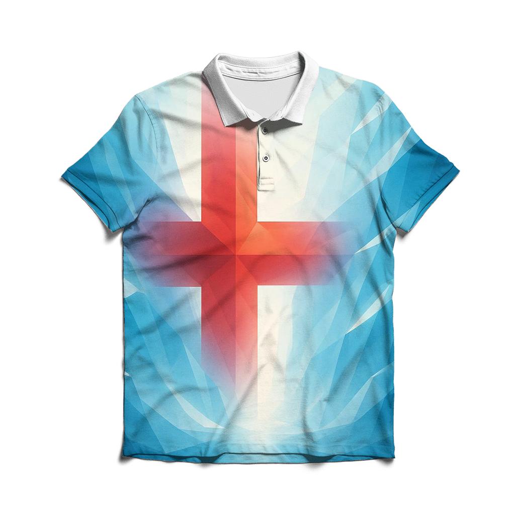 Iceland Glacier Prism Flag premium cotton polo shirts