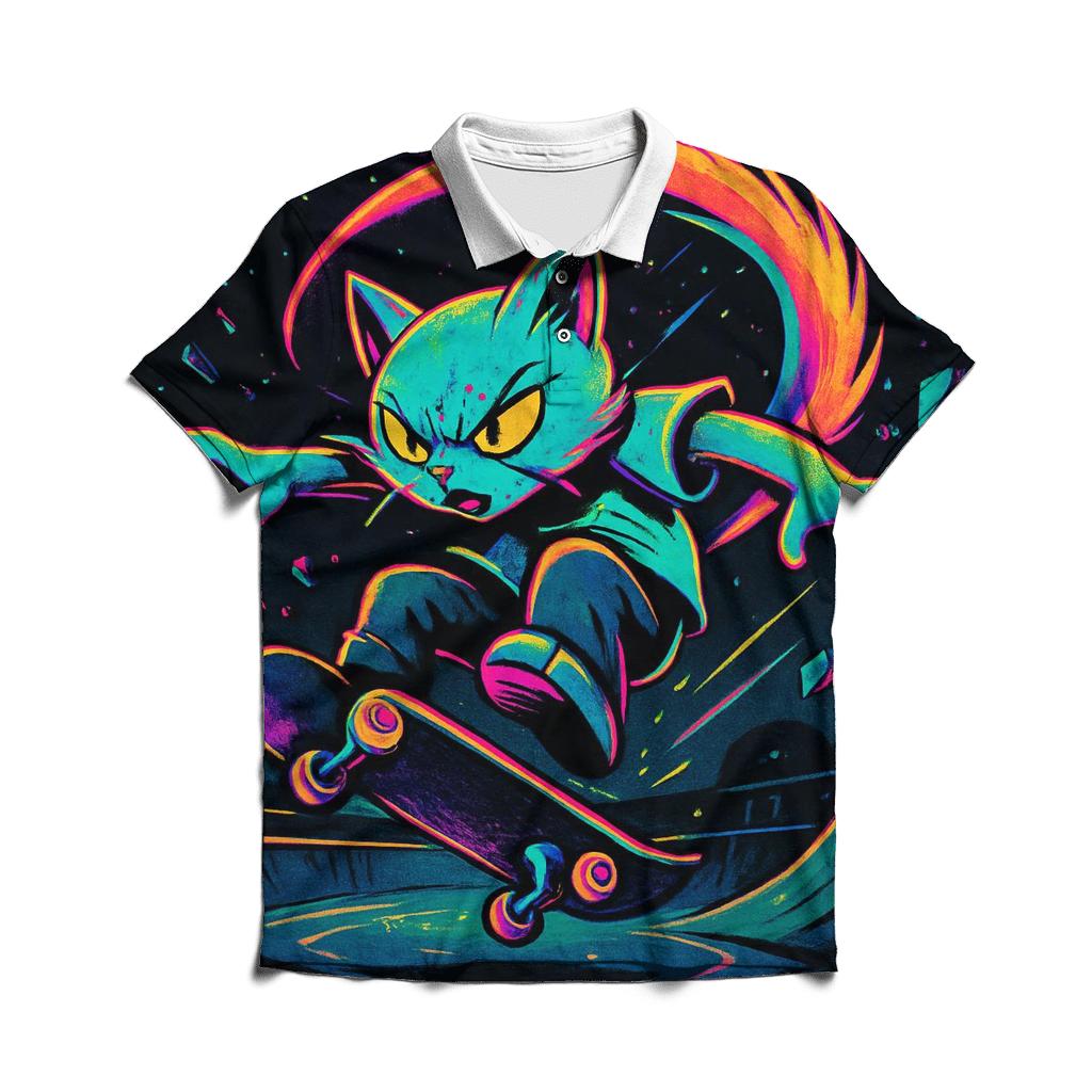Meteor Skatepark Cat stylish collar polo tees