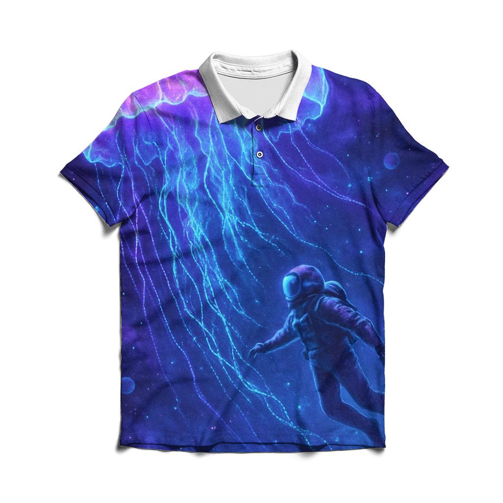 Neon Jellyfish Nebula Drift casual sports polo shirts