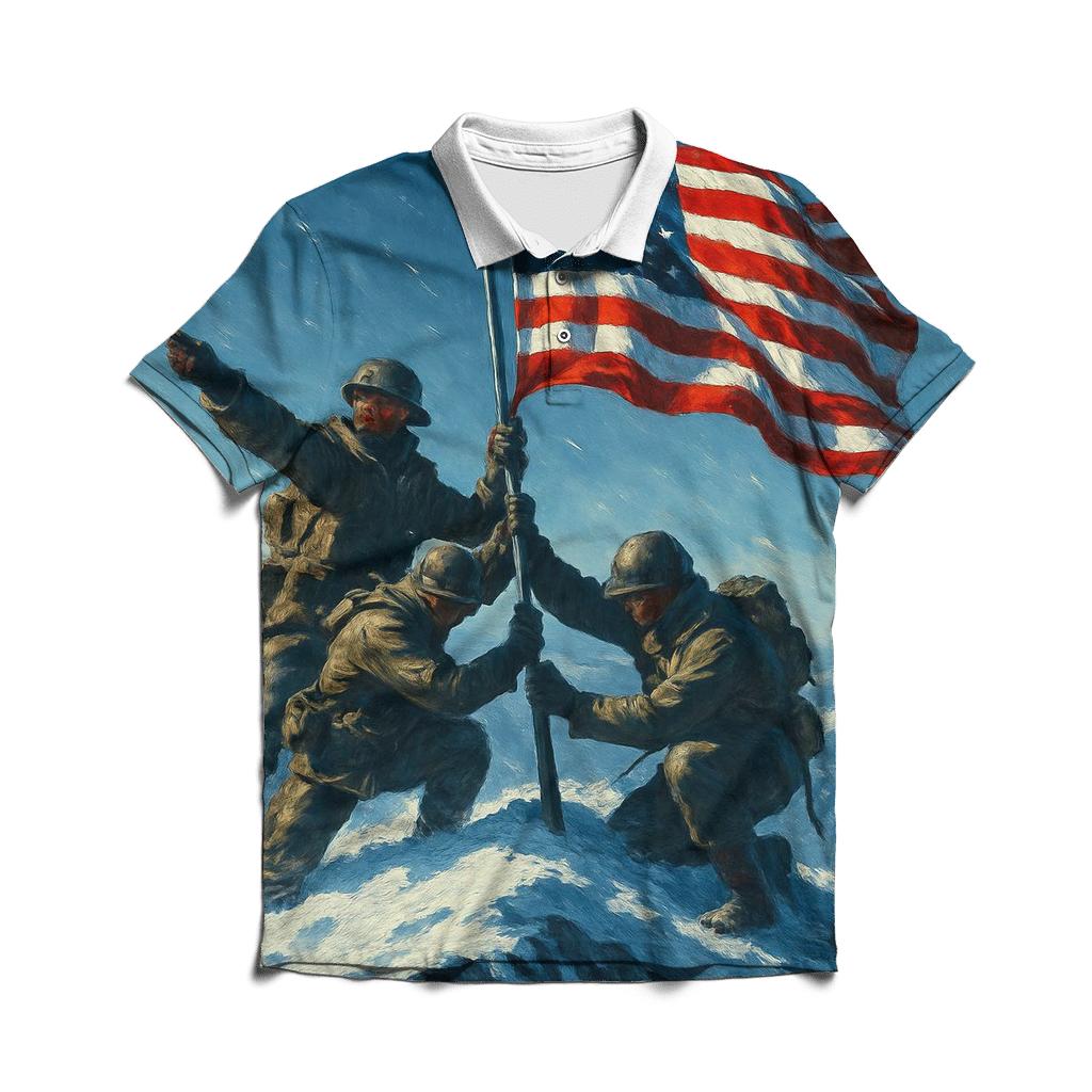 Mountain Summit Pledge With Ice Blue Shadows classic pique polos